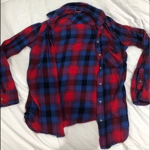 AEO blue and red flannel